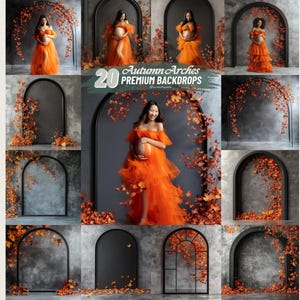 Autumn Arch Backdrop Black Maternity Backdrop Maternity Digital Background Fall Leaf Overlay Autumn Floral Arch Maternity Portrait Fine Art
