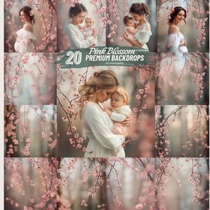 Pink Floral Branch Backdrops Overlays Flower Branch Digital Overlay Maternity Backdrops Overlay Blurred Branch Overlay Photoshop Composite