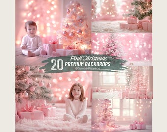 Christmas Pink Studio Digital Background Holiday Portrait Backdrop Festive Creative Children Composite Studio Photography Overlay Photoshop