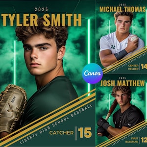Baseball Team Canva Template Baseball Backdrop For Sports Poster Design Senior Sports Banner Memory Mates Digital Background Sports Template