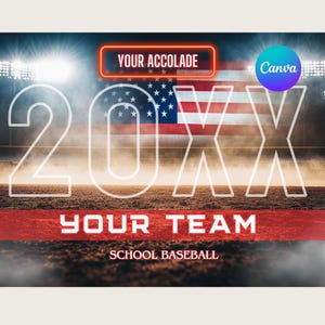 Baseball Team Canva Template 4th of July Baseball Backdrop For Sport Poster Design Senior Sports Banner Patriotic Background Sports Template