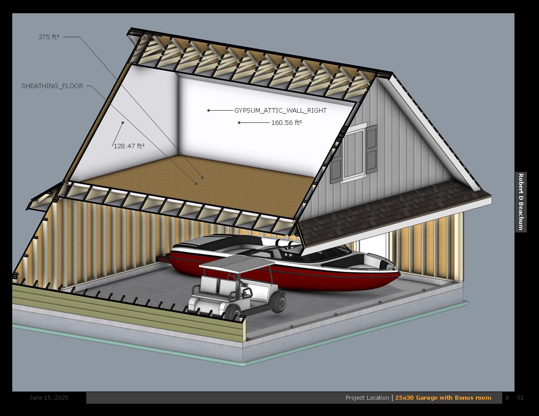 25x30 Garage Floor Plan with Bonus Room | DIY Blueprint Download