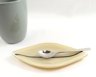 Art Glass Leaf Trinket Dish, Spoon Plate Cafe