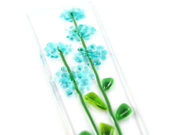 Fused Glass Flower Plant Poke, Garden Stake, Garden Art, Outdoor Glass Flower, Turquoise Wildflower