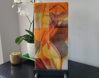 Fused Glass Art Display - Sunset Field