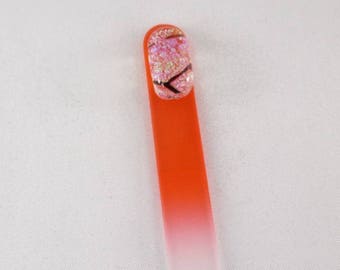 Orange Glass Nail File Dichroic Bead Accent