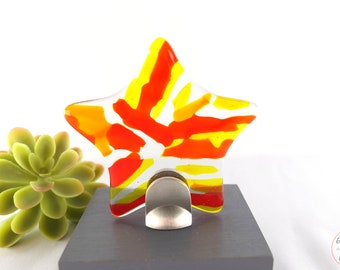 Fused Glass Star Award Gift, Paperweight