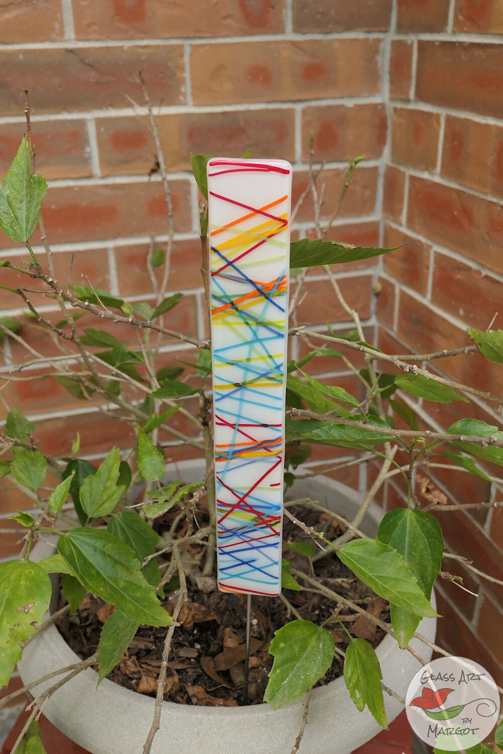 Garden Art Fused Glass Streamer Plant Stake Garden Décor Etsy