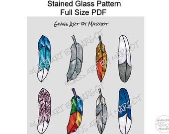 Stained Glass Feather Pattern, Sun Catcher Variations