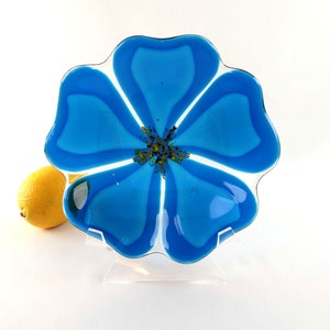 Fused Glass Flower Plate, Art Glass Bowl, Gardener Gift, Flower Bowl image 3