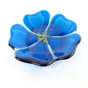 Fused Glass Flower Plate, Art Glass Bowl, Gardener Gift, Flower Bowl image 4