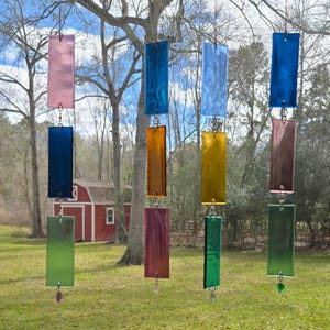Stained Glass Sun Chain, Multicolor Window Suncatcher, Modern Glass Art Garland