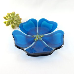 Fused Glass Flower Plate, Art Glass Bowl, Gardener Gift, Flower Bowl image 2