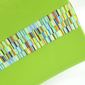 Fused Glass Tapestry Art Glass Plate Green Multicolor