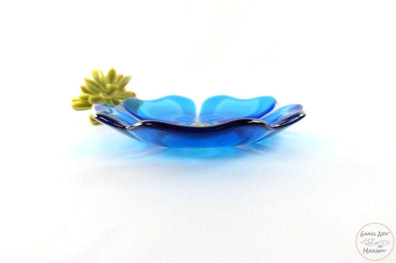 Fused Glass Flower Plate, Art Glass Bowl, Gardener Gift, Flower Bowl image 6