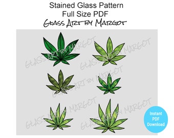 Stained Glass Hemp Marijuana Leaf Pattern, Sun Catcher Variations