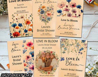 Bridal Shower Wildflower Seed Packet Favor, Custom Bridal Shower Guest Favors, Personalized Seed Favors for Bridal Shower Party, Bulk Favors