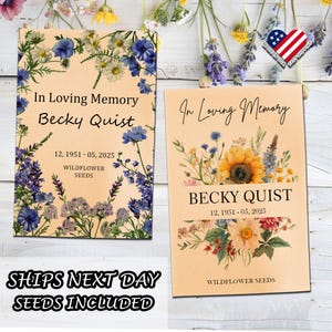 RUSH Custom Memorial Seed Packets/Funeral Favor Seed Cards/Remembrance Gifts/Funeral Seed Packets/Celebration of Life/Pet Memorial Gifts