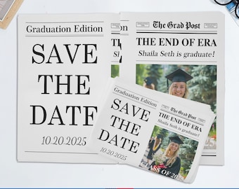 RUSH Newspaper Graduation Announcement, Graduation Invitation Printed Newspaper, Graduation Newspaper Flower Bouquet Wrap, Save the Date