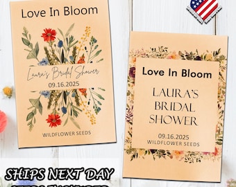 RUSH Let Love Grow/Custom Seed Bridal Shower Favors Personalized Wildflower Seed Packets/Elegant Wedding Favors/Floral Favors/Love in Bloom