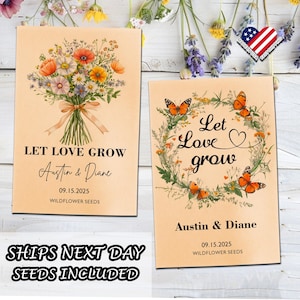 25 BULK Let Love Grow Custom Seed Wedding Favors, Wedding Seed Favors, Elegant Wedding Favors, Wildflower Seed Packet Favors, Floral Gifts