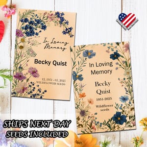 50 BULK Memorial Favors/Funeral Packet/In Loving Memory Wildflower Seed Packets/Memorial Packet/Wildseed Memorial/Forget Me Not/Garden Gifts