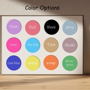 Pu&ograve; includere: Tabella delle opzioni di colore con 12 diversi campioni di colore. I colori sono: prugna, rosso, nero, grigio, rosa, azzurro, marrone, kaki, blu freddo, giallo, arancione e verde erba.