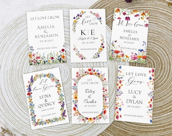 Wildflower Seed Wedding Favors Personalized Let Love Grow Seed Packets Rustic Floral Bridal Shower Garden Party Gifts