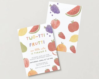 Two-tti Frutti Birthday Invitation: Editable Fruit Theme Template (Digital Download)