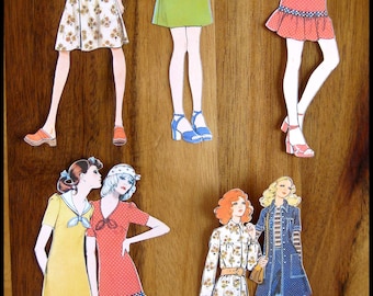 5 x 1972 Fashion girls stickers. vintage reprint. Matte paper stickers/ not WATERPROOF