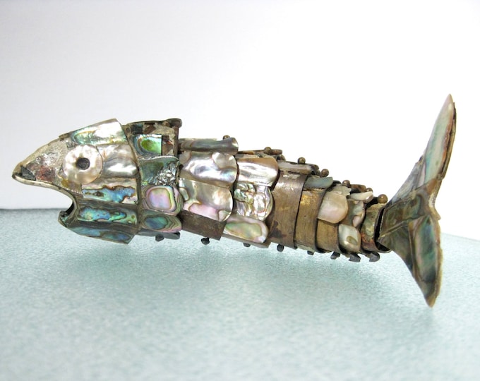 Vintage ABALONE Shell Articulated Fish Bottle Opener DAMAGED Etsy