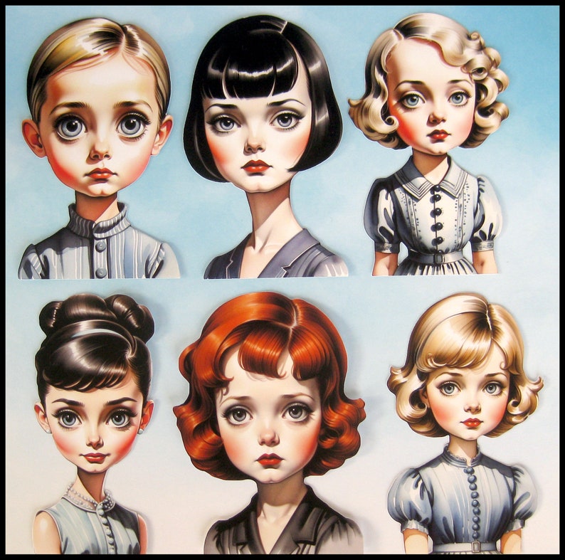 6 x Old Timey Starlets/ Matte paper stickers/ not WATERPROOF image 2