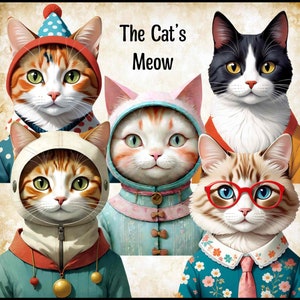 5 x « Adorables chats »/Autocollants en papier mat/Non imperméable à l'eau