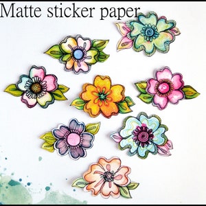 16 x réimpression aquarelle fourrage/papier autocollant mat/non imperméable à l'eau