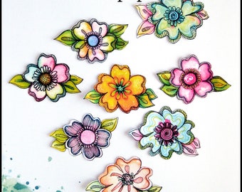 16 x watercolor reprint flower fodder/ matte sticker paper/ not waterproof for indoor use only