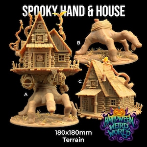 Spooky Lodge Hand Halloween Weird World | The Dragon Trappers Lodge | 32mm Scale | Miniature TTRPG Mini DnD Dungeons Dragons Wargame