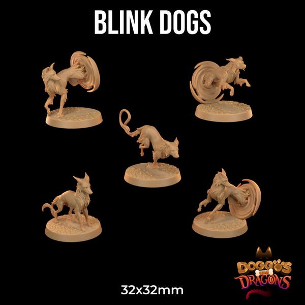 Blink Dogs Portal Doggos and Dragons | The Dragon Trappers Lodge | 32mm Scale | Miniature TTRPG Mini DnD Dungeons Dragons Wargame