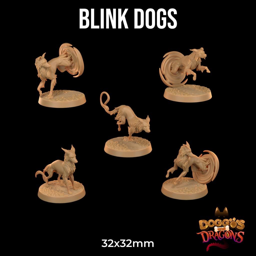 Blink Dogs-portaal Doggos and Dragons | The Dragon Trappers Lodge | 32 mm schaal | Miniatuur TTRPG Mini DnD Dungeons Dragons Wargame