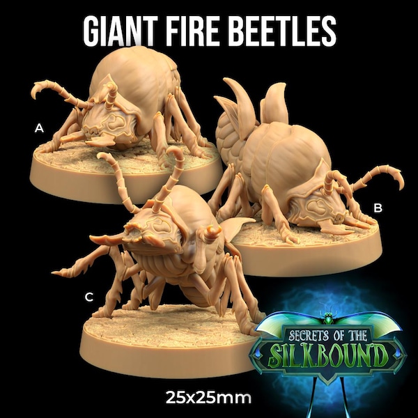 Giant Fire Beetles Secrets of the Silkbound | The Dragon Trappers Lodge | 32mm Scale | Miniature RPG Mini DnD Dungeons Dragons Wargame