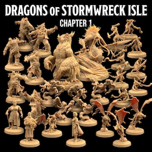 Dragons of Stormwreck Isle Chapter 1 Set 28 Models | The Dragon Trappers Lodge | 32mm Scale | RPG Tabletop Mini DnD Dungeons and Dragons