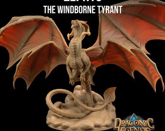 Zephys Windborne Tyrant Draconic Legends | ドラゴントラッパーズロッジ | 32 mmスケール | ミニチュアTTRPG ミニDnD ダンジョンズ ドラゴンズ ウォーゲーム