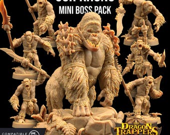 Giant Ape Bobokai Screamers Mini Boss Pack | The Dragon Trappers Lodge | 32mm Scale | Miniature RPG Tabletop Mini DnD Dungeons and Dragons