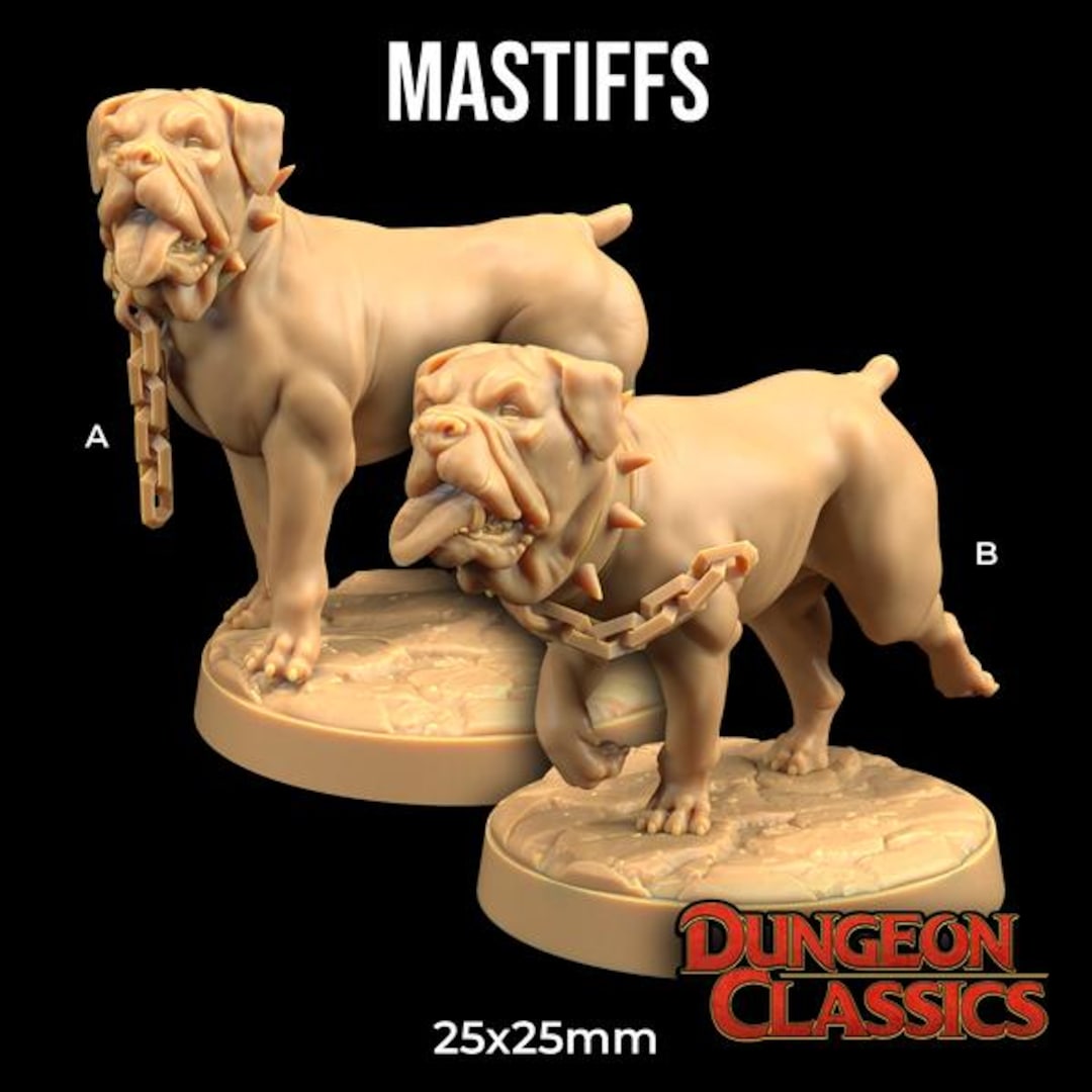 Mini Mastiff Mastiff Dnd Mini 3D Printed Dungeon Classics Mini | the Dragon Trappers ...