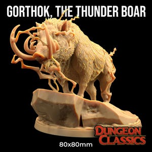 Gorthok Thunderboar Dnd Mini para Dungeons and Dragons Presente para DM Wargaming TTRPG Mini impresso em 3D The Dragon Trappers Lodge Escala 32 mm Porco