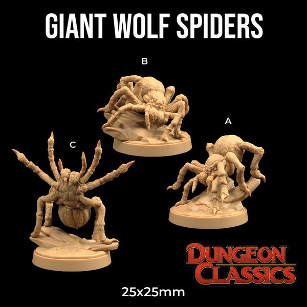 Giant Wolf Spider DnD Mini Dungeon Classic | The Dragon Trappers Lodge | 32mm Scale | Miniature TTRPG Mini DnD Dungeons and Dragons Wargame