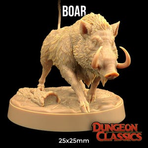 Boar Dnd Mini for Dungeons and Dragons Gift for DM Wargaming TTRPG 3D Printed Resin Mini The Dragon Trappers Lodge 32mm Scale Pig Warthog