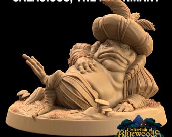 サラシャス・ザ・インフォーマント・フロッグ・ヒキガエル | ドラゴントラッパーズロッジ | 32 mmスケール | ミニチュアTTRPG ミニDnD ダンジョンズ＆ドラゴンズ ウォーゲーム