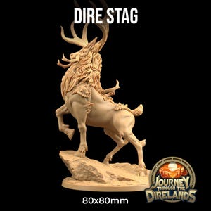 Dire Stag Deer Buck Direlands Wild | The Dragon Trappers Lodge | 32mm Scale | Miniature TTRPG Mini DnD Dungeons and Dragons Wargame