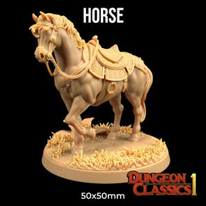 Horse Dungeon Classics Monster | The Dragon Trappers Lodge | 32mm Scale | Miniature TTRPG Mini DnD Dungeons Dragons Wargame