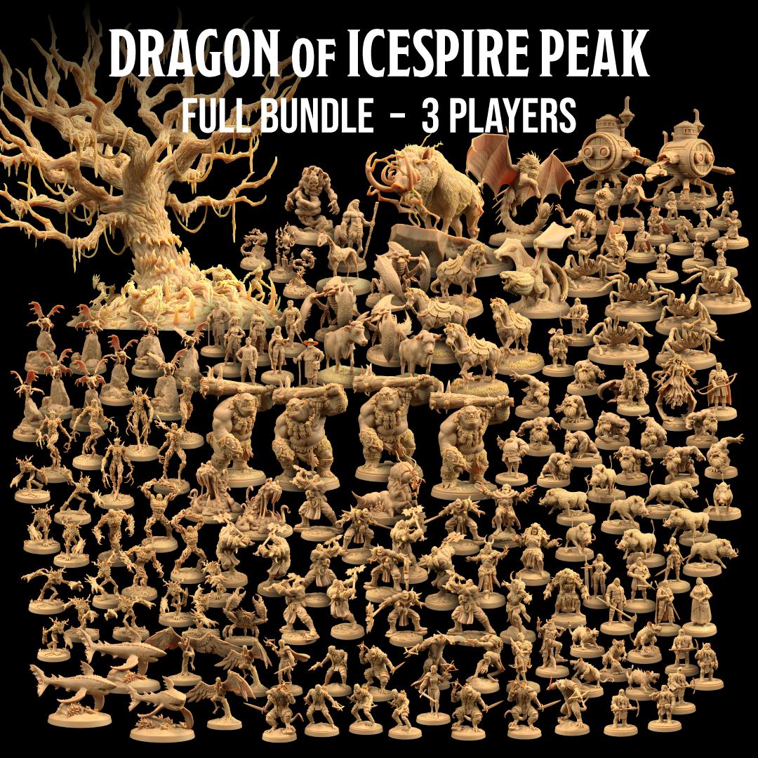 Dragon of Icespire Peak DnD-miniaturen complete set | The Dragon Trappers Lodge | 32 mm schaal | RPG-tablet Mini DnD Dungeons and Dragons